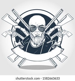 Hand drawn sketch hunter man