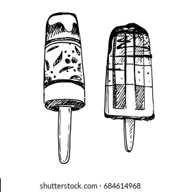 Hand Drawn Sketch of Ice Cream. Vintage Sketch. Great for Banner, Poster