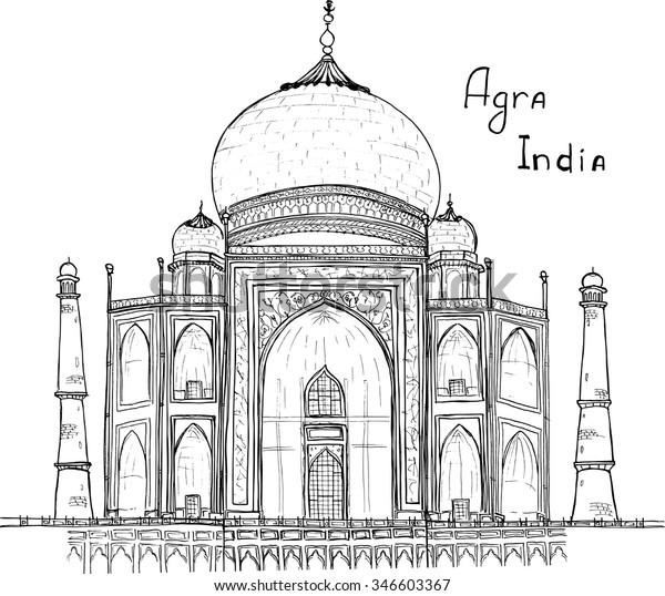 Индия тадж махал рисунок карандашом
