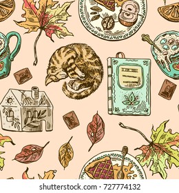 Hand drawn sketch illustration. autumn elements. Sketch style drawing. Us for Invitations, flyers, postcards, smartphone covers etc