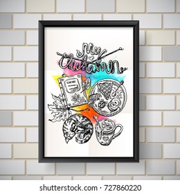 Hand drawn sketch illustration. autumn elements. Sketch style drawing. Us for Invitations, flyers, postcards, smartphone covers etc