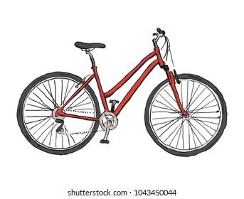 Hand drawn sketch illustration of bicycle. Vector bike illustration