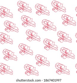 Hand drawn sketch illustration with christmas candy seamless pattern