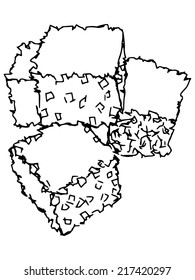 hand drawn, sketch illustration of cubes of sugar