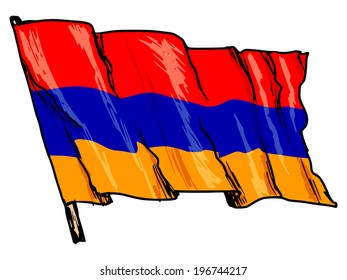 hand drawn, sketch, illustration of flag of Armenia