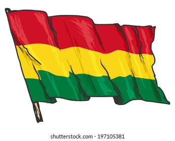 hand drawn, sketch, illustration of flag of Bolivia