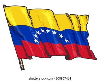 hand drawn, sketch, illustration of flag of Venezuela