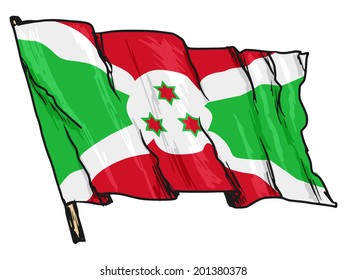 hand drawn, sketch, illustration of flag of Burundi