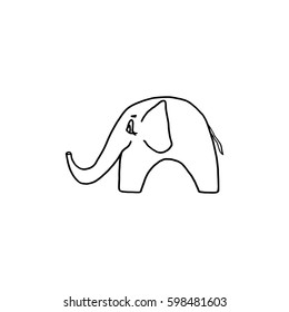 Hand drawn sketch illustration of funny elephant as a vector.