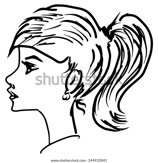 Hand Drawn Sketch Illustration Girl Stock Vector (Royalty Free ...