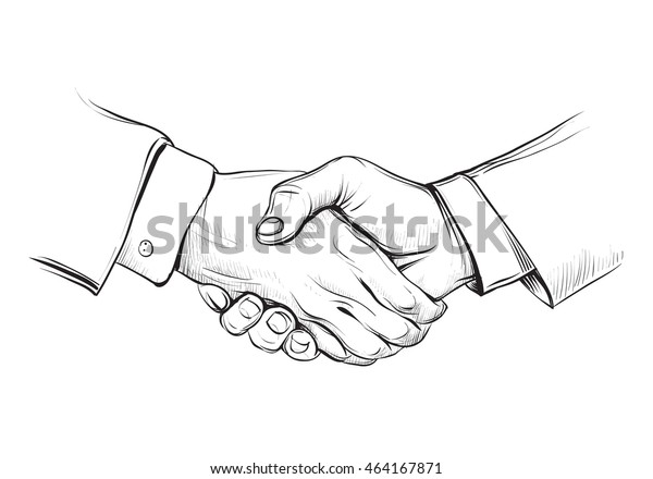 手描きの握手のスケッチイラスト パートナーシップ 飾り線 ベクター手 のベクター画像素材 ロイヤリティフリー 464167871