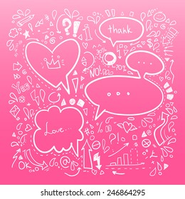 Hand drawn sketch illustration - Speech Bubbles. Vector