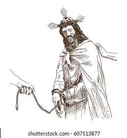 Hand drawn sketch of Jesus Christ in vector illustration.