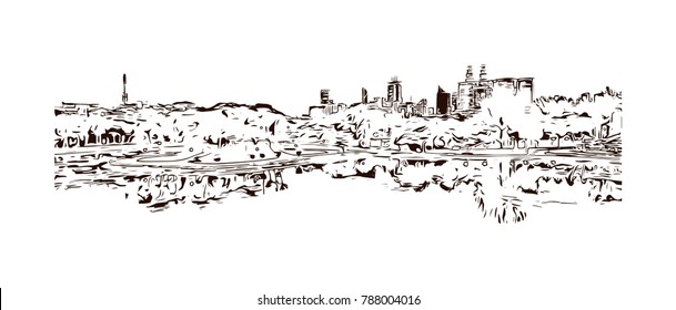 Hand drawn sketch of Kuala Lumpur, Capital of Malaysia in vector illustration.