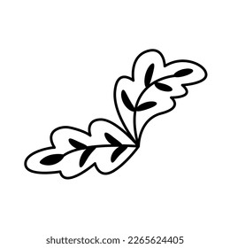 Hand drawn sketch leaf isolated on white background.
Simple doodle style.