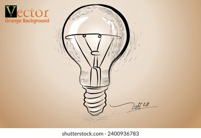 Hand drawn sketch light bulb. sketch with whole light bulb, light bulb drawn with paint brush. light bulb in hand drawing, vector sketch illustration 