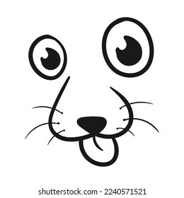 Hand drawn sketch line cute dog face on white background. Eps 10.