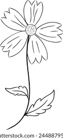Hand drawn sketch of linear flower. vector illustration