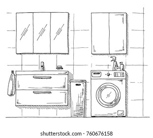 3,240 Bathroom interior line sketches Images, Stock Photos & Vectors ...