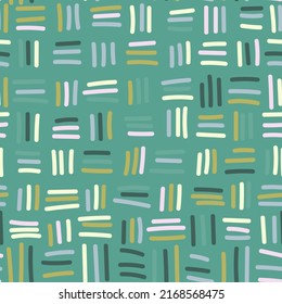 Hand drawn sketch lines seamless pattern in doodle style. Striped endless wallpaper. Simple ethnic background. Design for fabric, textile print, wrapping, cover. Children vector illustration