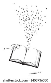 Hand drawn sketch, literature poster template, universal elements for design
