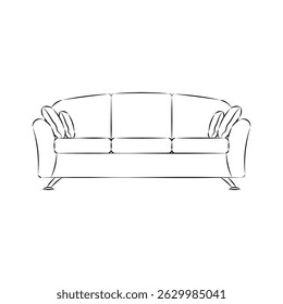 Hand drawn sketch living room sofa interior