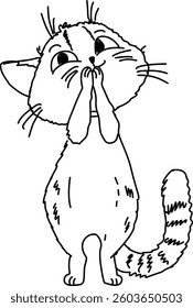 Hand Drawn Sketch Of Lovely Cat Actions Vector Illustration 