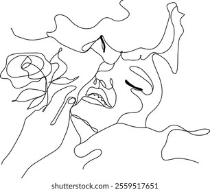 hand drawn sketch of a lovers,14 february illustration