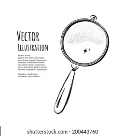 Hand Drawn Sketch Of  Magnifying Glass. Vector EPS 10.