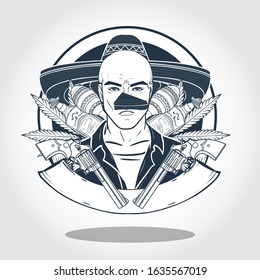 Hand drawn sketch mexican man. Poster, flyer