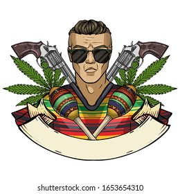 Hand drawn sketch mexican man