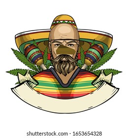 Hand drawn sketch mexican man
