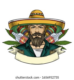 Hand drawn sketch mexican man