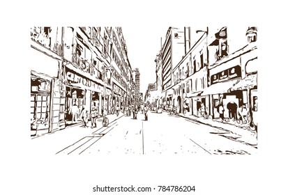 Hand drawn sketch of Mexico City in vector.