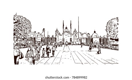 Hand drawn sketch of Mexico in vector.