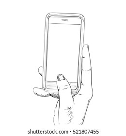 Hand Drawn Sketch Of Mobile Phone