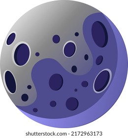 Hand drawn sketch of moon planet isolated on white background. Vector illustration