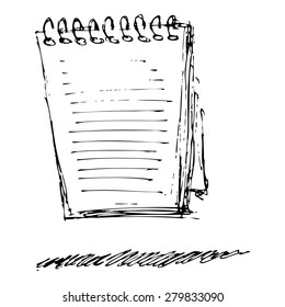 Hand drawn sketch of a note pad