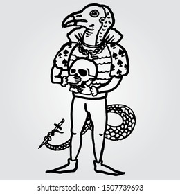 Hand Drawn Sketch of Old Style Tattoo