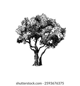 Hand drawn sketch olive tree. Vector illustration