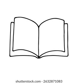 hand drawn sketch, open book with blank pages. Closed Book with Bookmark, Line Art Illustration. 
Hand-drawn illustration of a hand writing in a notebook