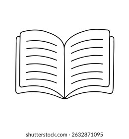 hand drawn sketch, open book with blank pages. Closed Book with Bookmark, Line Art Illustration. 
Hand-drawn illustration of a hand writing in a notebook
