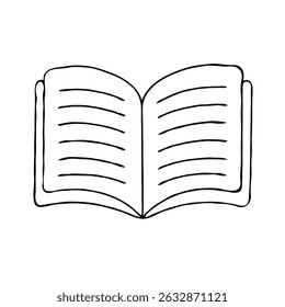 hand drawn sketch, open book with blank pages. Closed Book with Bookmark, Line Art Illustration. 
Hand-drawn illustration of a hand writing in a notebook