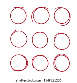 hand drawn sketch oval, circle markers or highlighter elements with doodle style vector