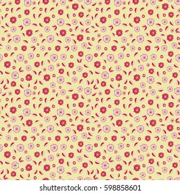Hand drawn sketch over a beige background. Elements for your design. Vector seamless flower ornament pattern for printing on fabric or paper.