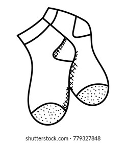 
A  hand drawn sketch pair of socks,
