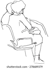 Hand drawn sketch of  passengers