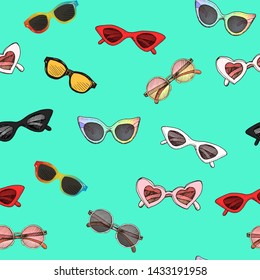 Hand drawn sketch pattern Sunglasses. 