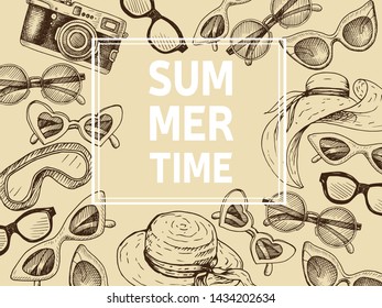 Hand drawn sketch pattern Sunglasses. 