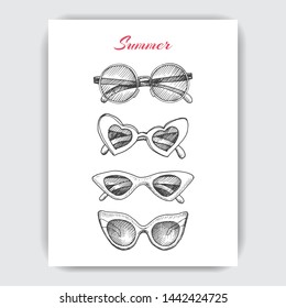 Hand drawn sketch pattern Sunglasses. 